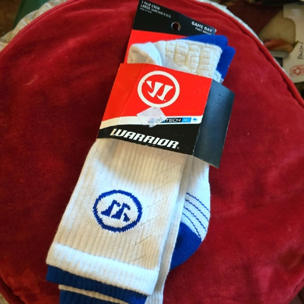 Warrior Game Day Lacrosse Crew Socks COOLMAX Compression Sz:  LARGE 9-12.5